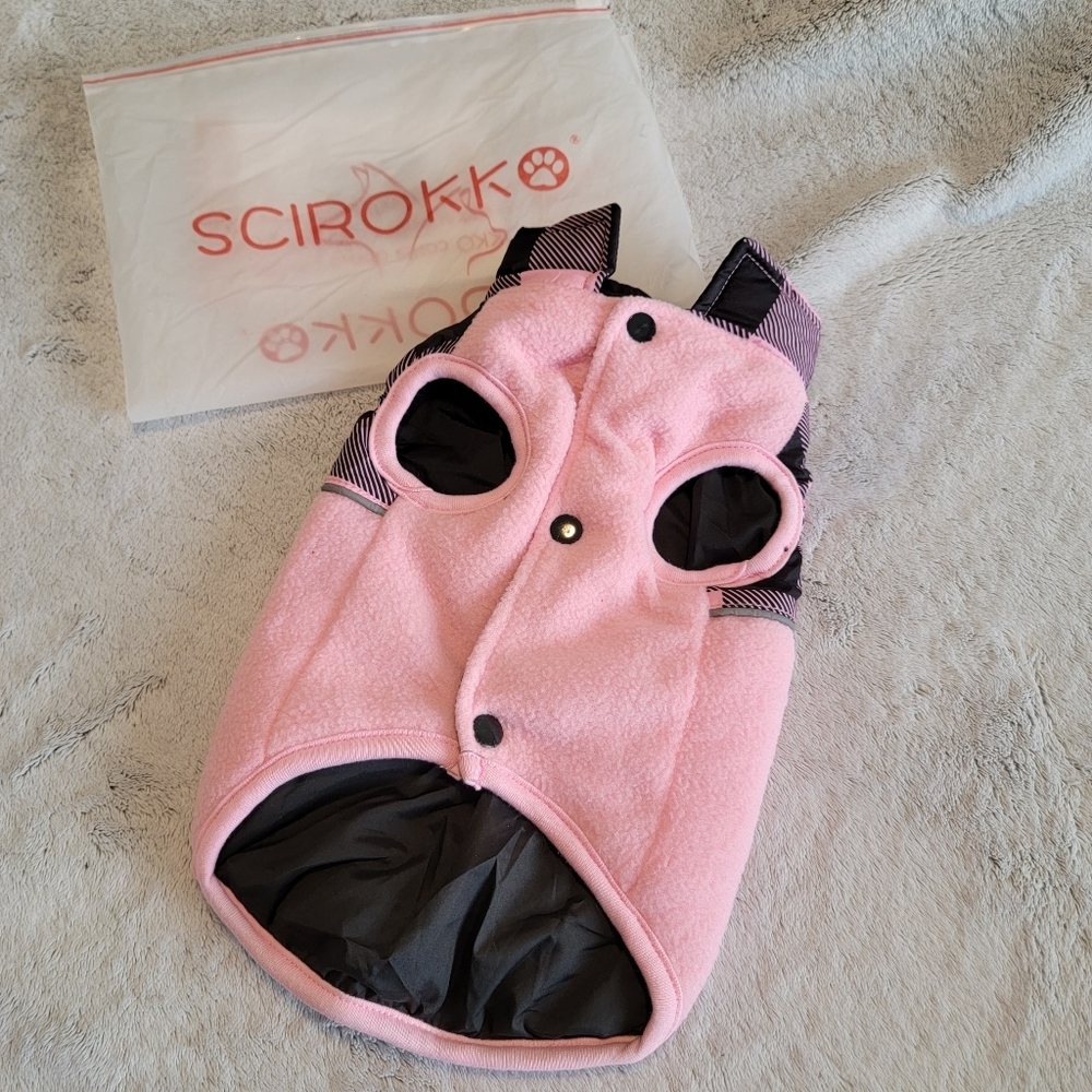 NWT Scirokk Pink & Black Plaid & Fleece Dog Vest